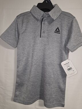 Reebok Gray Striped Kids Polo Shirt